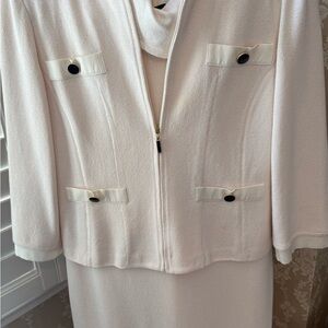 St. John Cream Textured Jacket and dress set